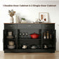 Sideboard Buffet Cabinet, 55" Farmhouse Kitchen Cabinet with 4 Barn Doors, 3 Drawers, 3 Adjustable Shelves, Black