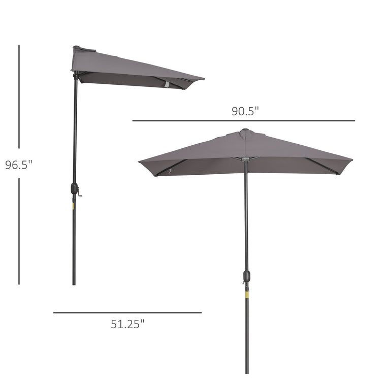 8ft Half Round Window Parasol with 5 Ribs