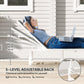 Outdoor Lounge Chair, 5-Position Reclining Outdoor Chaise Lounge Tanning Chair with Mesh Seat, Grey