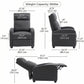 Fabric Recliner Sofa Manual Recliner, Home Theater Seating Single Reclining Sofa Chair with Padded Seat for Living Room, Dark Grey