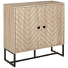 Sideboard Buffet with Chevron Doors and Steel Base - Oak
