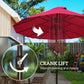 15' Outdoor Patio Umbrella with Twin Canopy Sunshade Steel Table Umbrella with Lift Crank, Cross base, Sandbag, Wine Red