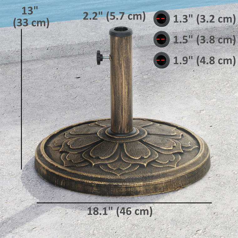 26 lb Bronze Resin Round Umbrella Base for 1.3-1.9" Poles
