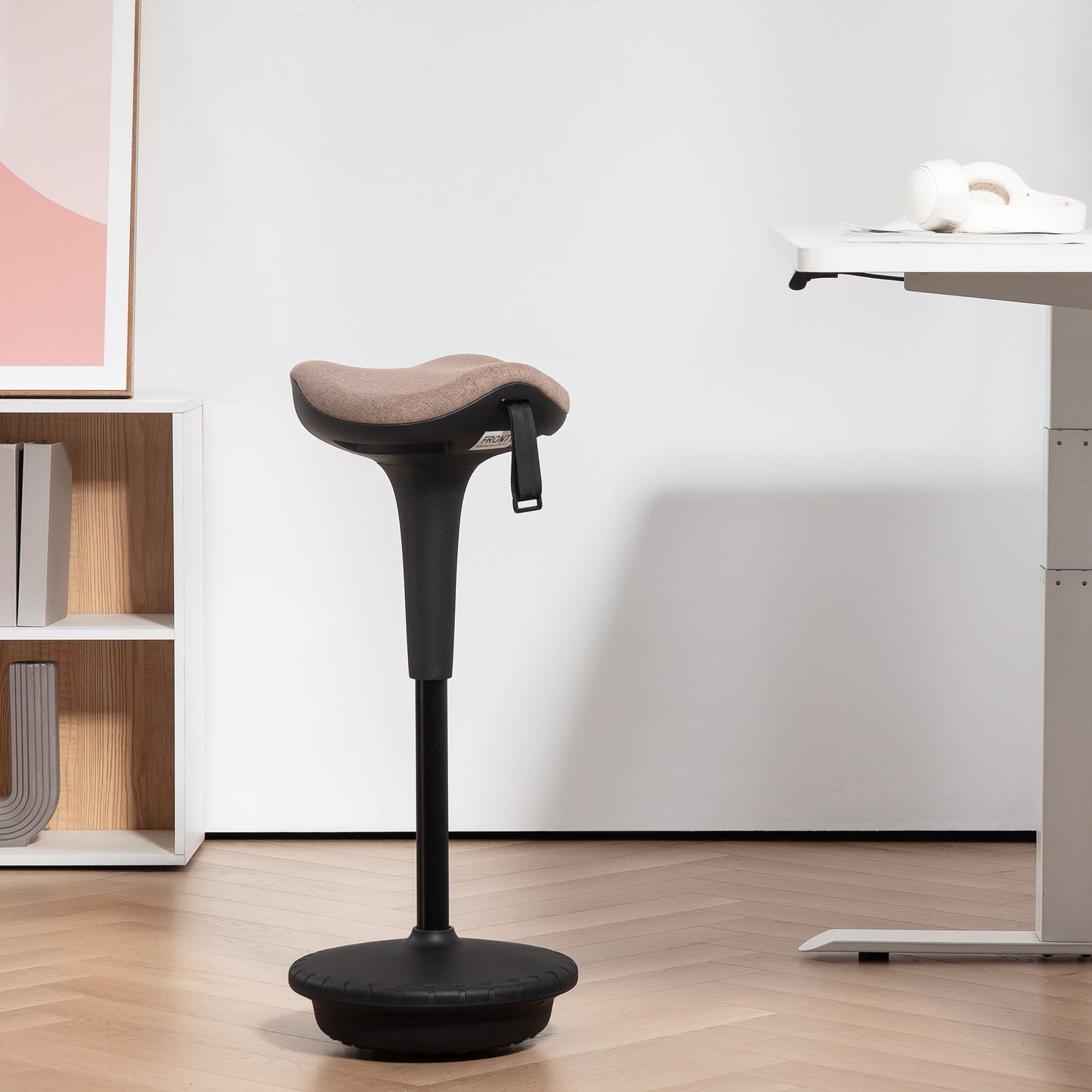 Swivel Standing Desk Chair, Adjustable Active Ergonomic Standing Stool, Backless Wobble Stool Chair, Brown
