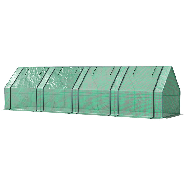 Green Portable Mini Tunnel Greenhouse with Zippered Doors