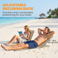 2 Pieces Beach Lounge Chair, Outdoor Folding Chaise Lounge Set w/ Pillow for Sunbath, Snap, Beige