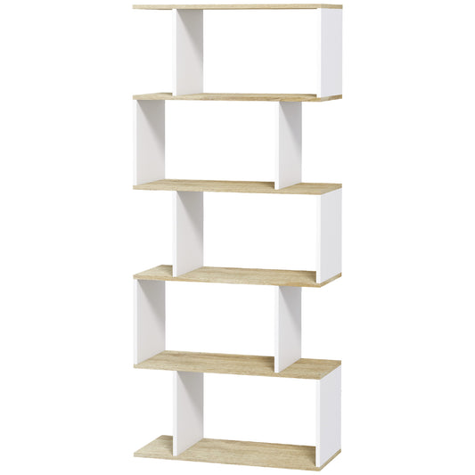 5-Tier S-Shaped Geometric Bookcase - White