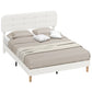 Queen Size Bed Frame with Adjustable Headboard Upholstered Platform Bed Frame with Wood Slat Support Noise Free White
