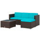 3 Pieces Patio Furniture Set with Cushions, Outdoor PE Rattan Wicker Conversation Corner Sofa Set, Light Green