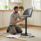 Bar Stools Set of 2, Swivel Counter Height Barstools with Footrest, Grey