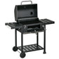 Charcoal BBQ Grill Smoker with Adjustable Charcoal Pan and Galvanised Steel Shell, Barbecue Grill Trolley with Storage