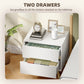 Nightstands Set of 2, Bedside Table with 2 Drawers, Modern Side End Table with Solid Wood Legs for Bedroom, White
