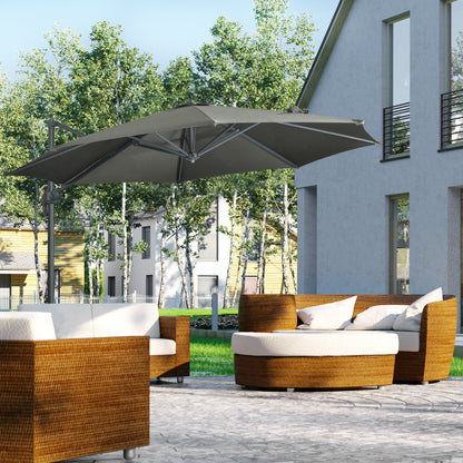 9.6' Grey Aluminum Cantilever Umbrella with 360° Rotation