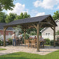 13' x 11' Hardtop Gazebo Canopy with Galvanised Metal Roof, Fir Wood Frame and Central Hook for Patio, Black Grey