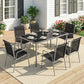 7 Piece Garden Dining Set, Garden Furniture Set with Rectangle Table and 6 Stackable Chairs