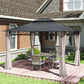 10' x 12' Outdoor Gazebo Canopy, Double Roof Hardtop Gazebo with Polycarbonate Roof, Steel Frame, Nettings and Curtains, for Garden, Lawn, Backyard and Deck, Khaki