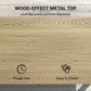 2-Tier Rectangle Outdoor Coffee Table, Patio Table with Wood-Effect Metal Top, Wicker Shelf for Garden, Backyard, Brown
