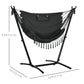 Patio Hammock Chair with Stand, Outdoor Hammock Swing Hanging Lounge Chair with Side Pocket and Headrest, Dark Grey