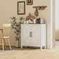 Sideboard Buffet, Kitchen Storage Cabinet with Barn Door and Adjustable Shelves, Storage Pantry, White Wood Grain