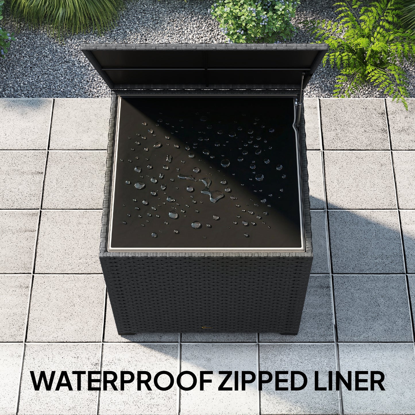 67-Gallon Rattan Deck Box with Waterproof Liner