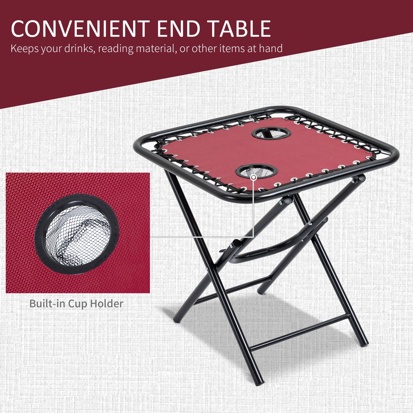 Zero Gravity Chair Set of 2 Patio Chair with Side Table Cupholders and Pillows for Pool, Backyard, Lawn, Beach, Red
