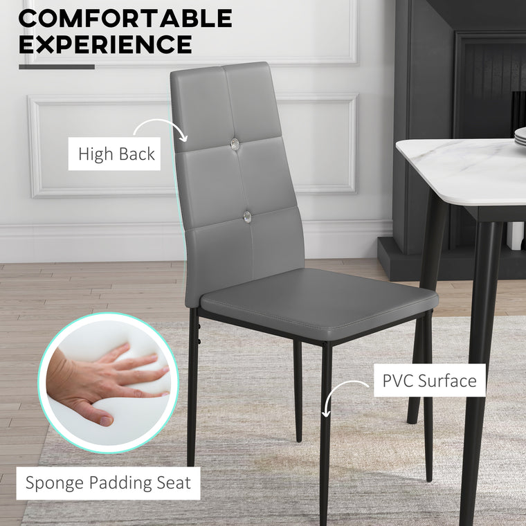Button-Tufted High-Back Dining Chairs Set of 4 - Grey