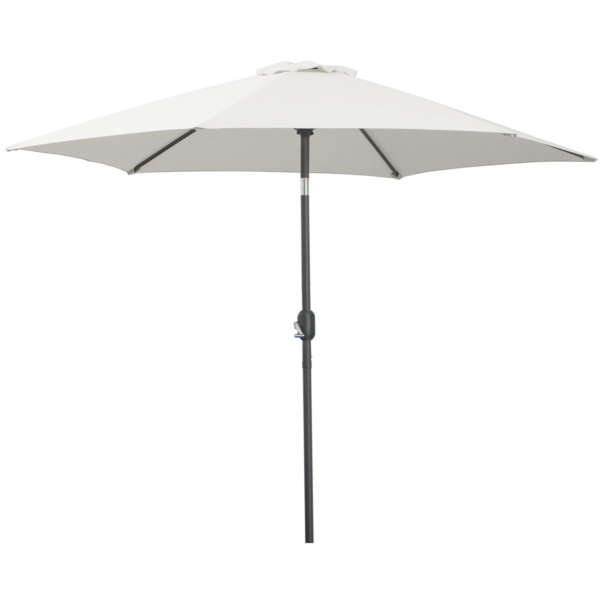8.5' Cream White Round Aluminum Parasol with Crank Handle