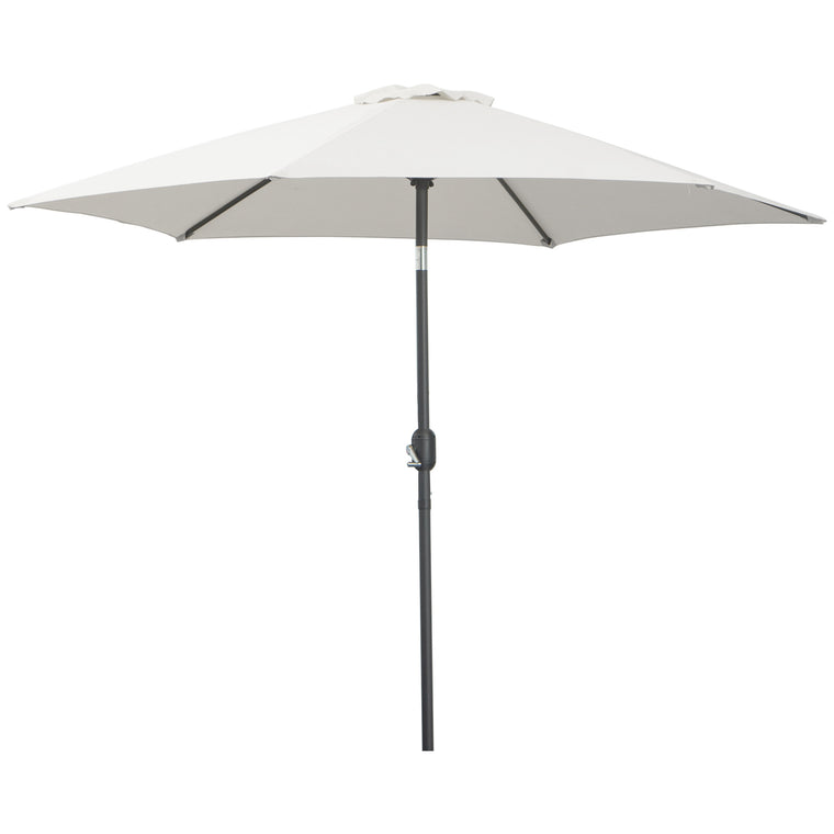 8.5' Cream White Round Aluminum Parasol with Crank Handle