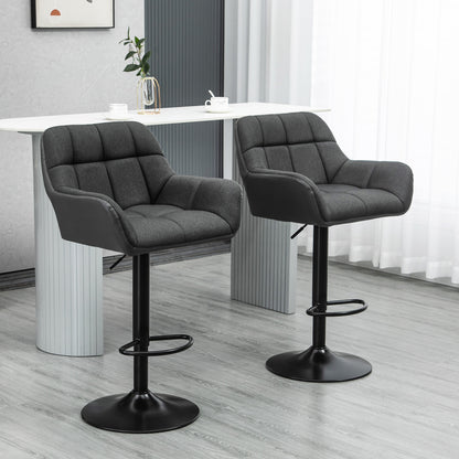 Swivel PU Leather Bar Stools Set of 2 - Black