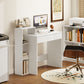 Desk with Storage, Computer Desk with 3 Open Shelves and Drawer White