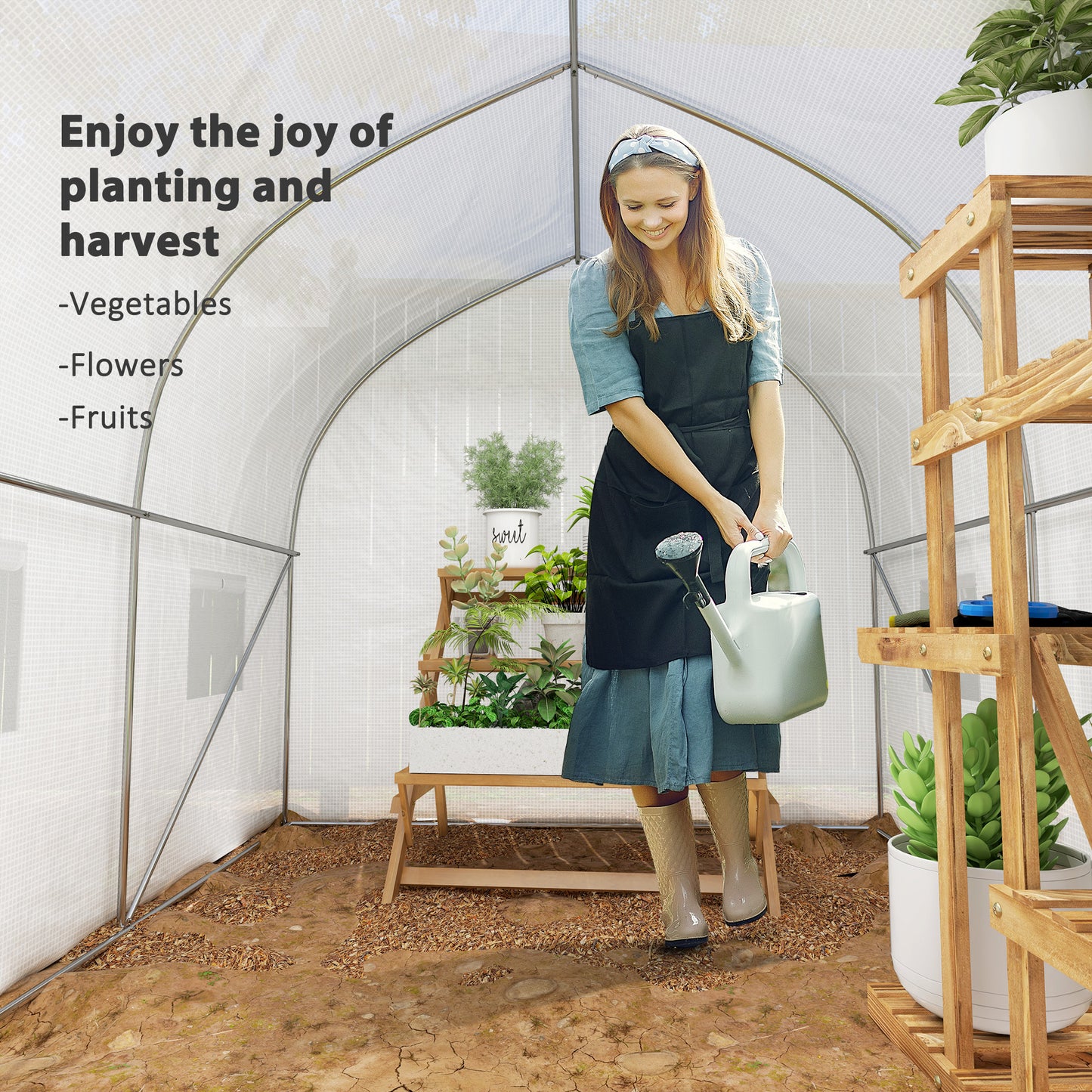 Portable Walk-In Tunnel Greenhouse Garden Warm House