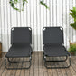 Set of 2 Folding Outdoor Lounge Chair, Sun Tanning Chairs with Reclining Back, Breathable Mesh for Beach Patio, Grey