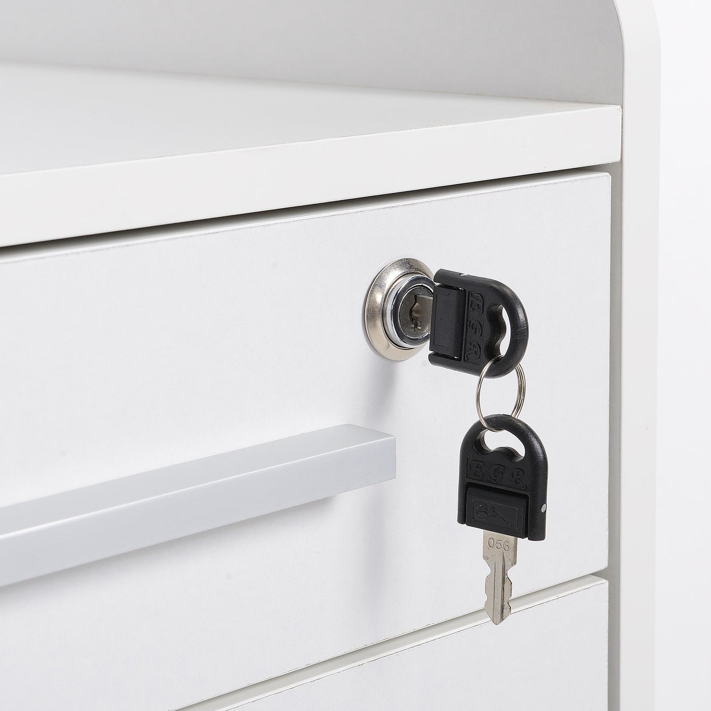 3 Drawer File Cabinet with Lock and Edged Top, Lockable Filing Cabinet on Wheels for Letter and A4 Size, White