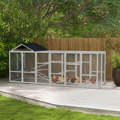 142" Grey Wooden Chicken Coop with Run for 6-10 Chickens