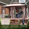 10' x 13' Khaki Gazebo with 2-Tier Roof & Curtains