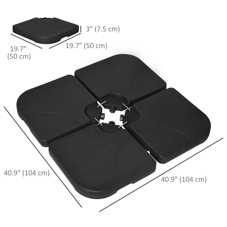 4-Piece Black Umbrella Base Stand with U-Locking