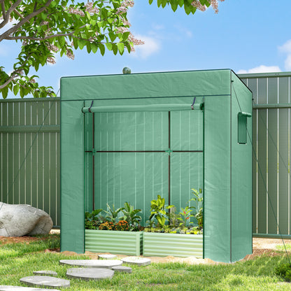 Green Lean-To Tomato Greenhouse with PE Cover & Roll-Up Door