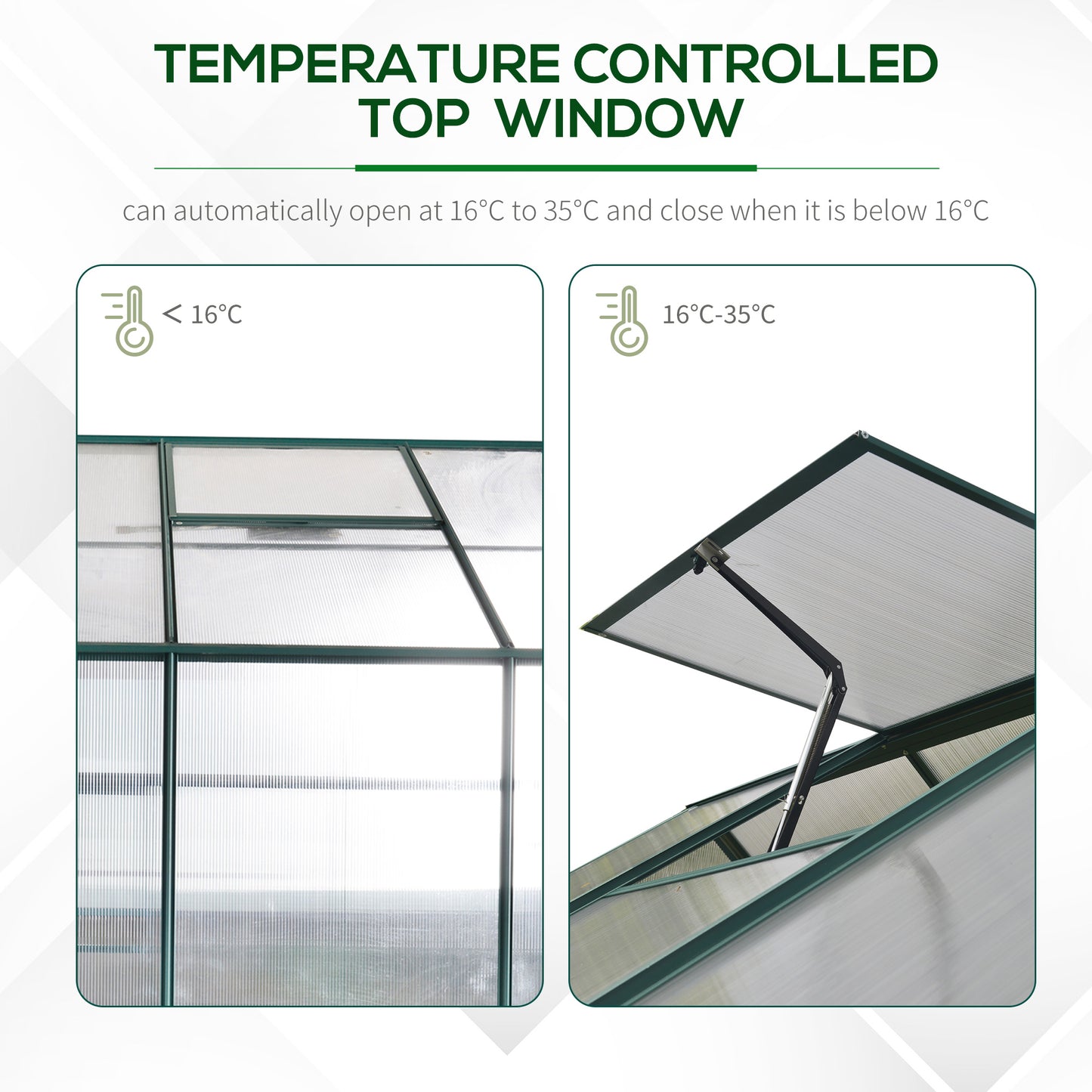 8.2' x 6.2' Greenhouse Aluminum Frame with Temperature Controlled Window