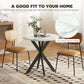 29" Dining Table, Contemporary Round Kitchen Table with Steel Legs, White Marble-Effect