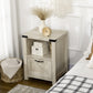 Side Table with Storage, Farmhouse End Table with Drawer, Open Shelf and Barn-style Panel, Nightstand for Living Room, Bedroom, Oak