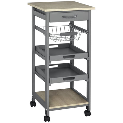 Rolling Kitchen Island Cart with Drawer - Grey