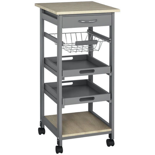 Rolling Kitchen Island Cart with Drawer - Grey