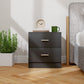 Bedside Table with 2 Drawers, Modern Nightstand for Bedroom, Black