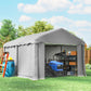 Portable Shed, Outdoor Storage Shed Tent with Roll-up Zipper Door and Removable Sidewalls, Light Grey