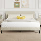 King Size Bed Frame with Adjustable Upholstered Headboard Platform Bed Frame Wood Slat Support Noise Free Light Grey