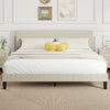 King Size Bed Frame with Adjustable Upholstered Headboard Platform Bed Frame Wood Slat Support Noise Free Light Grey