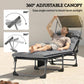 Lounge Chair Outdoor, Folding Chaise Lounge with 5-Level Adjustable Back, Cushion, Side Pocket and Headrest