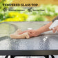 Tempered Glass Square Patio Dining Table w/ 2.1" Umbrella Hole for Garden, Balcony, Backyard, 38" x 38" x 28"