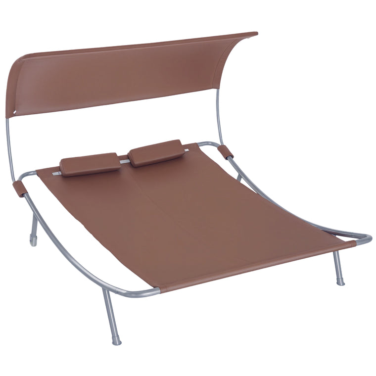 79" Brown Double Chaise Lounger Hammock Bed