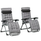 Folding Garden Chairs Set of 2, Reclining Zero Gravity Chair, Sun Lounger with Cushion and Headrest, Khaki